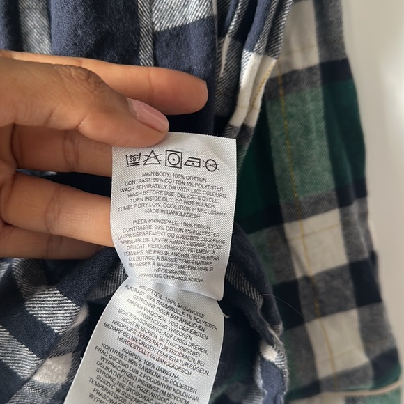 Chelsea Peers cotton revere top pajama in contrast check print - NAVY Medium - Picture 9 of 9